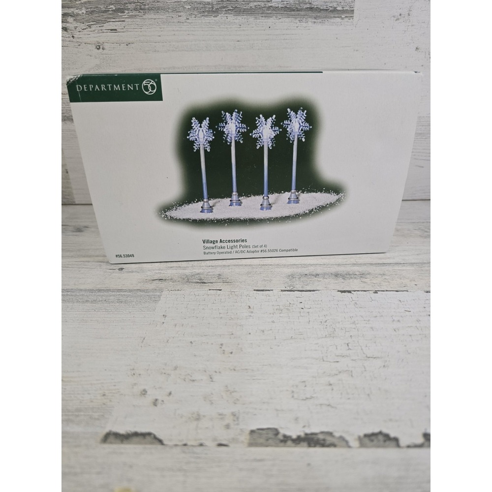 Department 56‎ Village Accessories Snowflake Light Poles Set of 4 Blue Retired